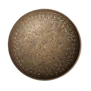 Brass Footed Trinket Bowl Hand Engraved Floral Scrollwork Decorative Dish